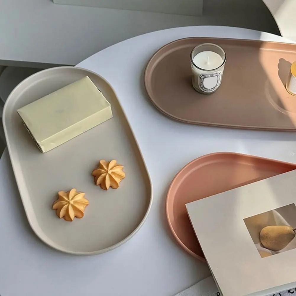 Food Prep Snacks - 積み重ね可能なフルーツプレート楕円形の再利用可能なデザートトレイ厚みのある食品サービングプラッターキャンプ用コーヒーテーブルスナック食品準備用