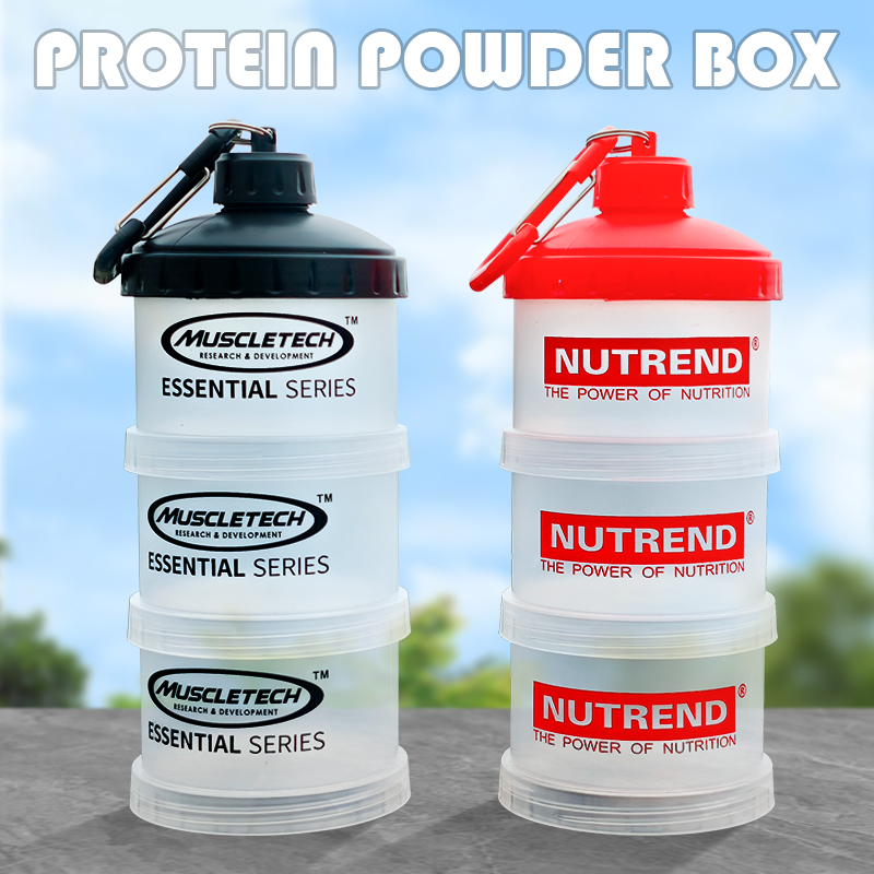 Protein Bar Box - 3層ポータブルプロテインパウダーボックスファンネルパウダーボックスフィットネスサプリメントボトル個々の層ストレージ薬箱スナックジャー