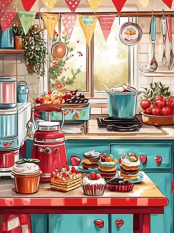 Fruit Roll Up - ダイヤモンドペインティング風景画フルーツキッチン風景ケーキダイヤモンドモザイク手作りアート絶妙なクリエイティブギフト家の装飾