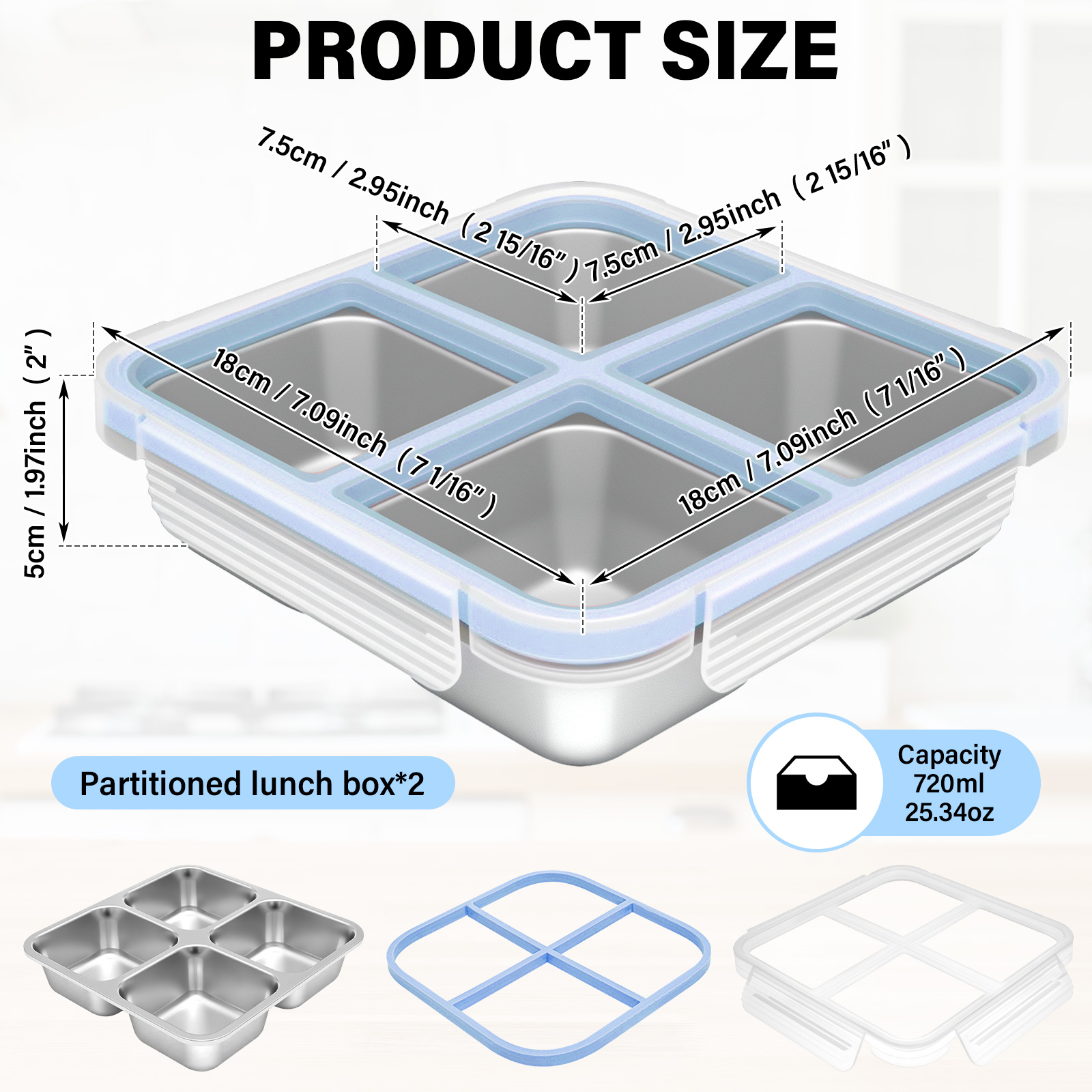 2個入りステンレス製スナックボックス 蓋付き 4仕切り食品保 - Food Prep Snacks のレビューと価格