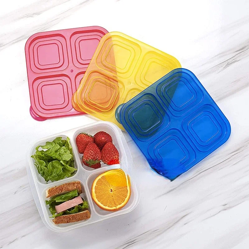 プラスチック製弁当スナックボックス 再利用可能な 4 コンパ - Food Prep Snacks のレビューと価格