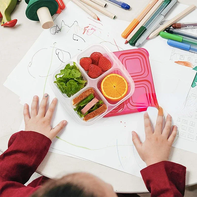プラスチック製弁当スナックボックス 再利用可能な 4 コンパ - Food Prep Snacks のレビューと価格
