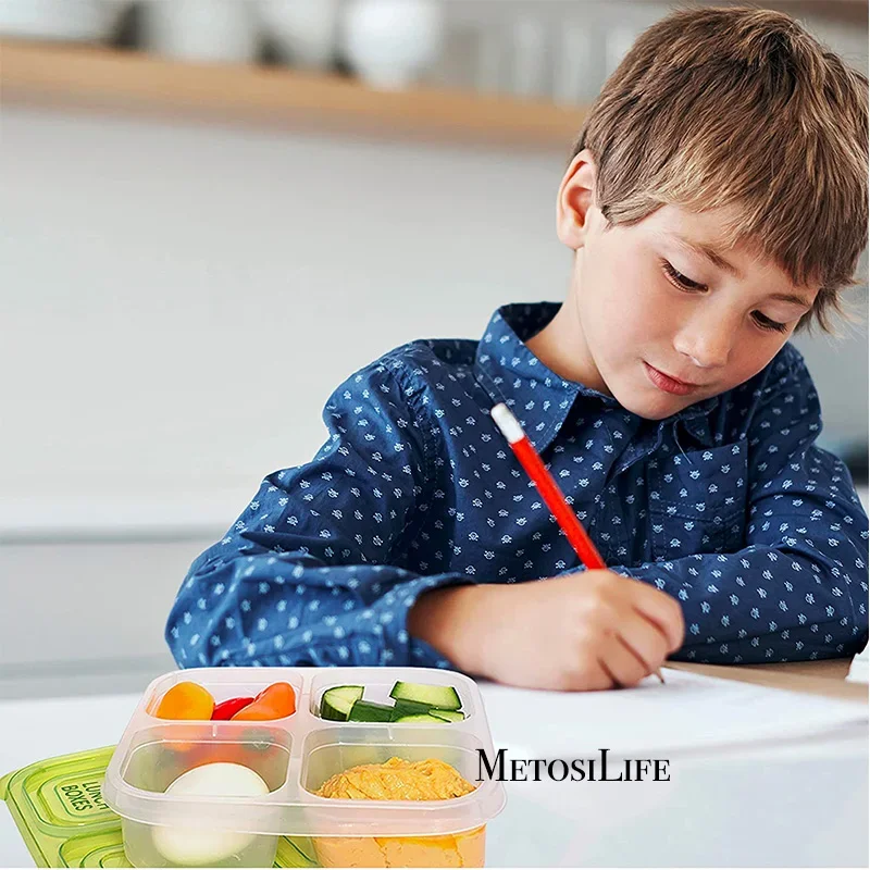 プラスチック製弁当スナックボックス 再利用可能な 4 コンパ - Food Prep Snacks のレビューと価格
