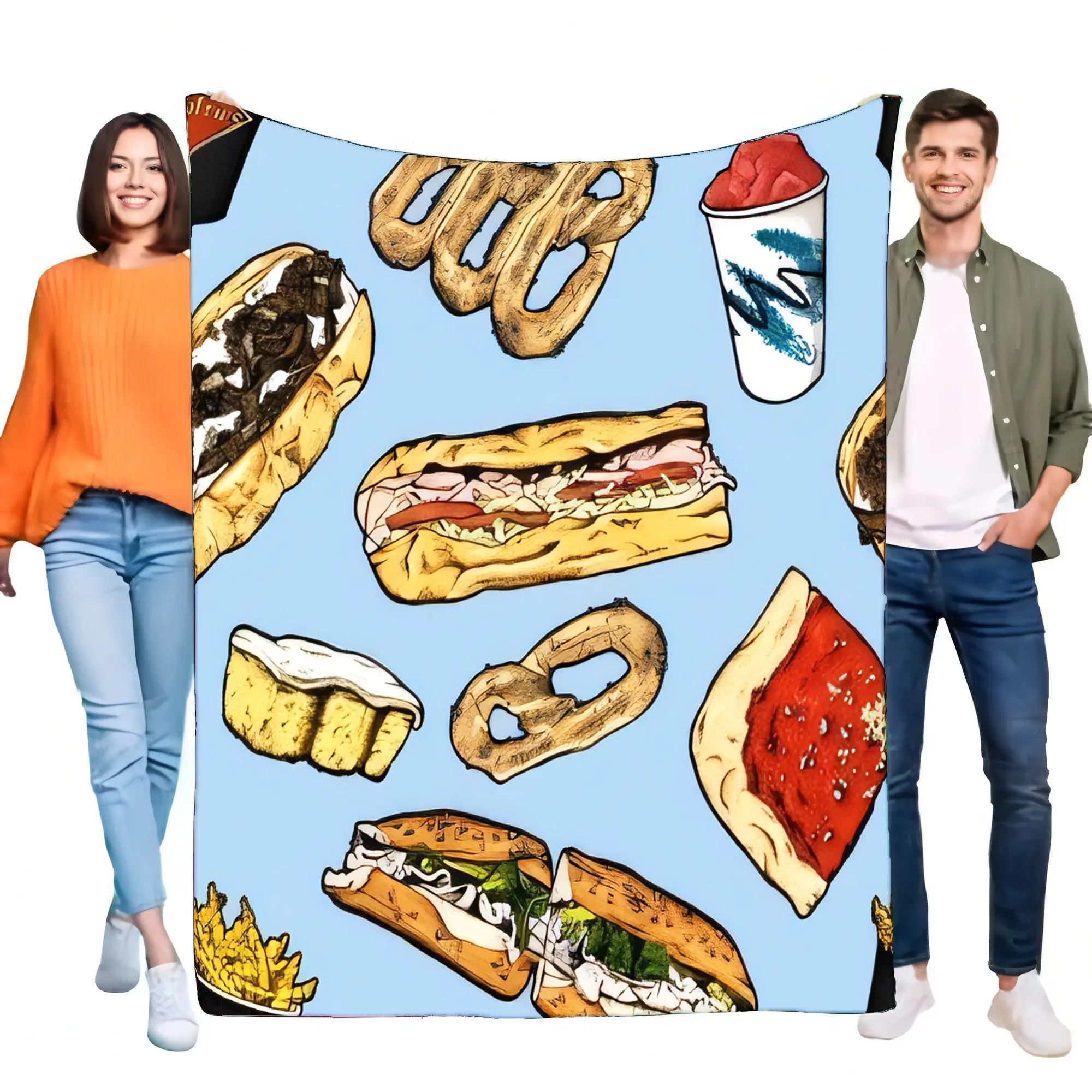 スナックフード柄フランネルフリースブランケット、柔らかく温か - Soft Food Snacks Kids のレビューと価格