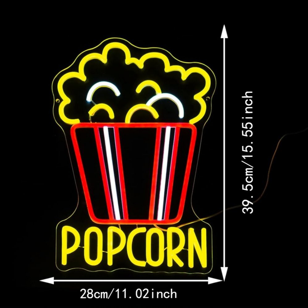ポップコーンネオンサイン調光可能な食品 LED ネオンライト - Snacks Food Video のレビューと価格