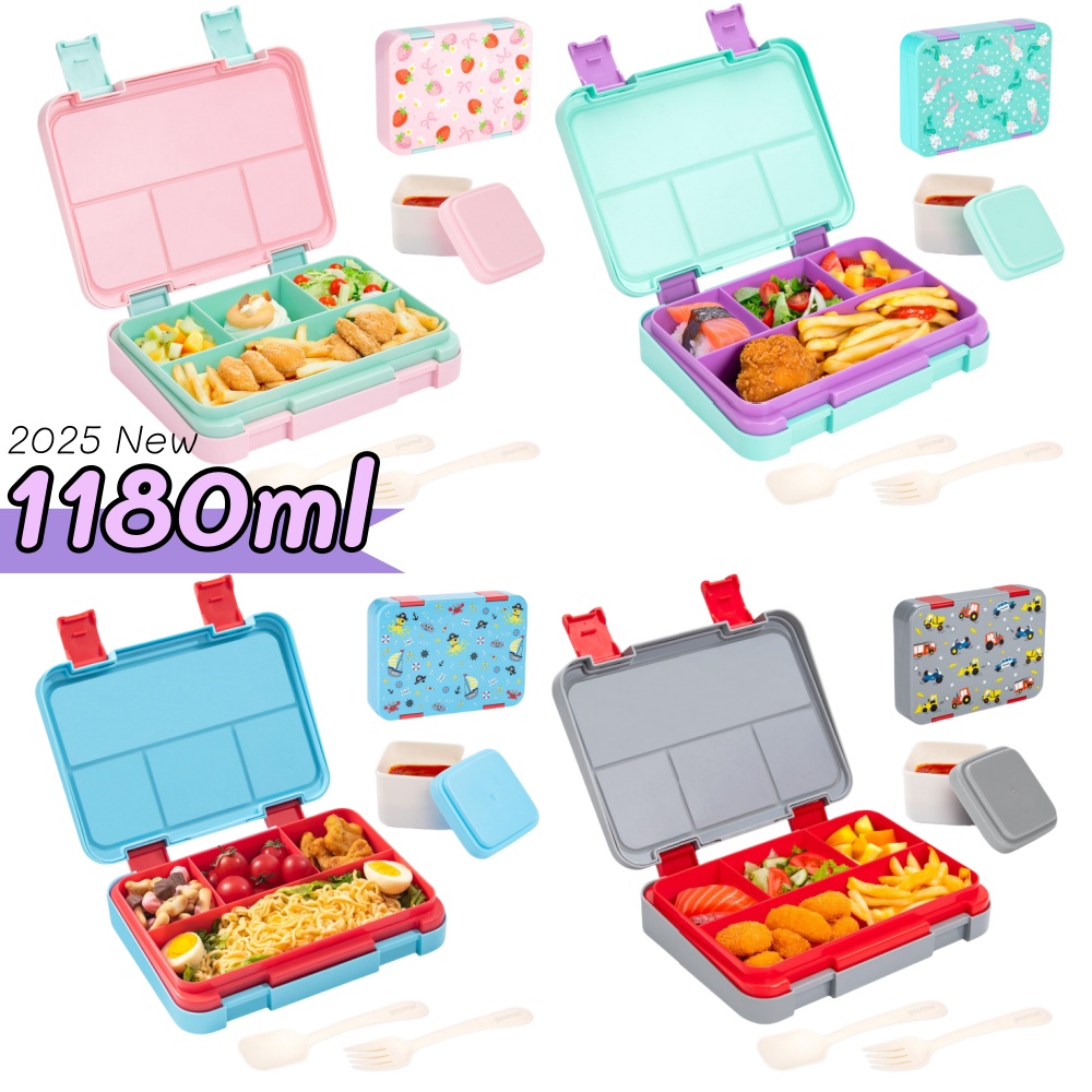 40オンス漫画柄弁当箱セット、漏れ防止、取り外し可能な仕切り - Food Prep Snacks のレビューと価格