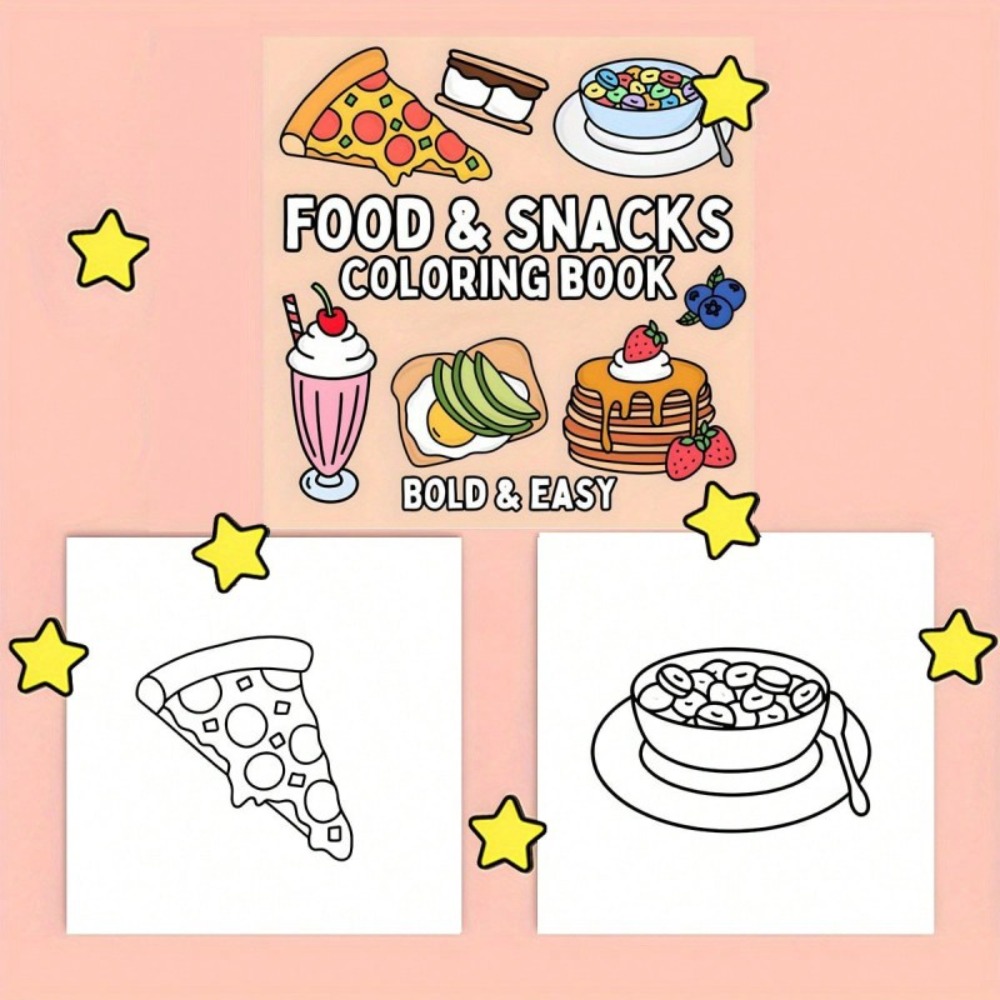 食べ物とスナックの塗り絵ブック 大胆で簡単な塗り絵 24 ペ - Food And Snacks Coloring Pages のレビューと価格