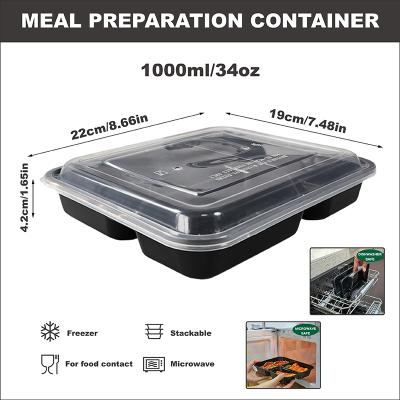 3コンパートメント 34オンス/1000ml、12/35個入 - Food Prep Snacks のレビューと価格